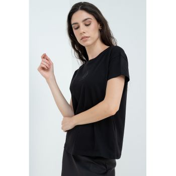 Tricou de bumbac cu maneci cazute