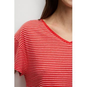 Tricou din amestec de modal cu decolteu in V