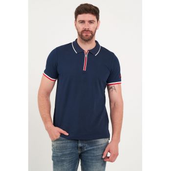 Tricou polo cu fermoar scurt