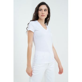 Tricou slim fit cu decolteu in V
