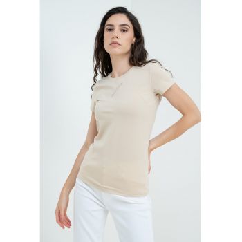 Tricou slim fit cu imprimeu logo discret