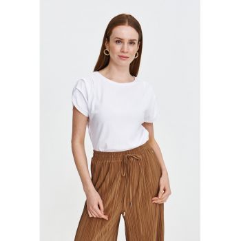 Tricou uni cu pliuri