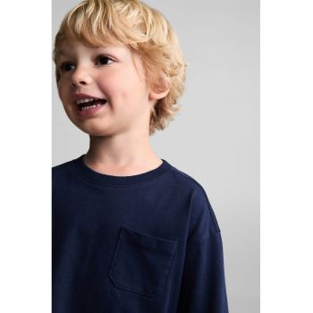 Bluza cu buzunar pe piept - Bleumarin -