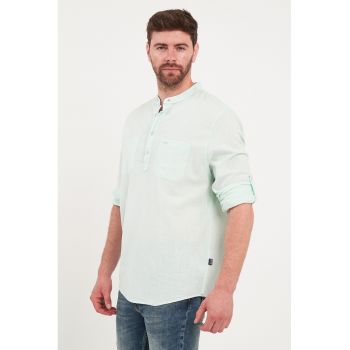 Bluza din bumbac cu fenta cu nasturi