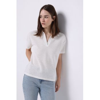 Tricou polo cu aspect crosetat