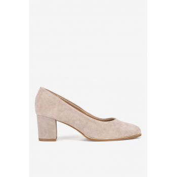 Pantofi dama  5903419918841 - Piele intoarsa - Bej