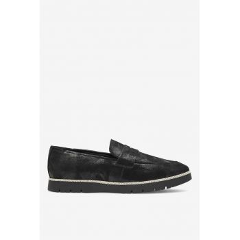 Mocasini dama  5905588347552 - Piele intoarsa - Negru