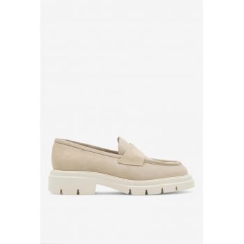 Mocasini dama  5905588410737 - Piele intoarsa - Bej