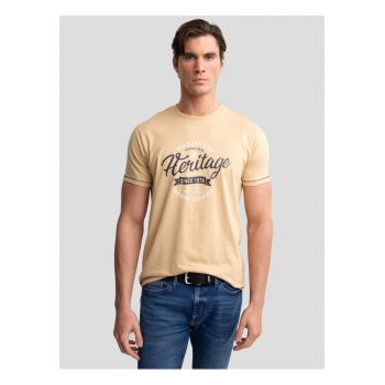 Tricou cu decolteu la baza gatului si imprimeu Jamas