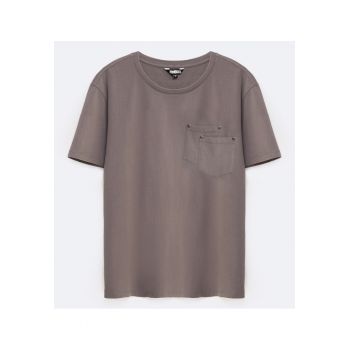Tricou cu decolteu rotund si buzunare aplicate pe piept Retores