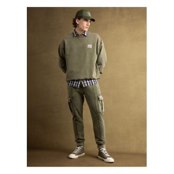 Pantaloni cargo cu talie ajustabila - Verde
