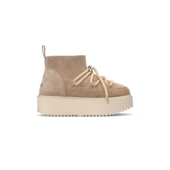 Ghete flatform din piele intoarsa