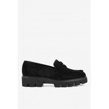 Mocasini dama  5903698620275 - Piele intoarsa - Negru