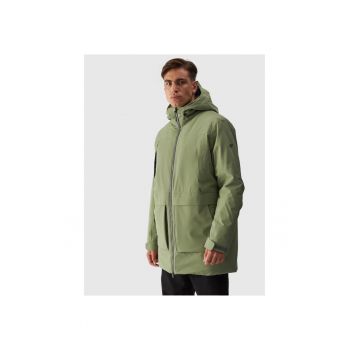Jacheta parka barbati  verde - poliester - impermeabila - cu gluga - croiala obisnuita