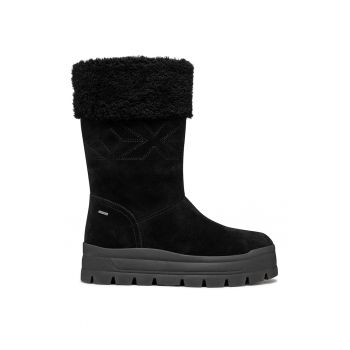 Cizme mid-calf impermeabile din piele intoarsa