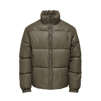 Jacheta matlasata  guler inalt - maro deschis - textil