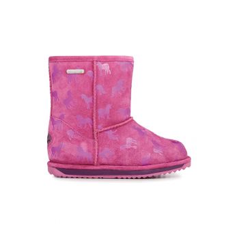 Cizme impermeabile scurte de piele intoarsa - fara inchidere Rainbow-Unicorn