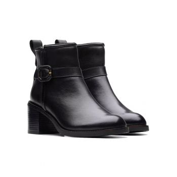 Botine cu toc dama -  casual - piele naturala - negru