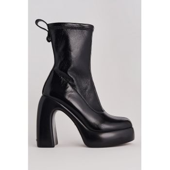 Botine de piele ecologica cu aspect masiv