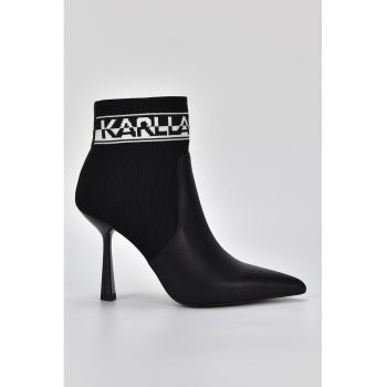 Botine slip-on de piele cu logo