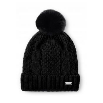 Caciula  cu pompon - negru - 21x21x6.5cm