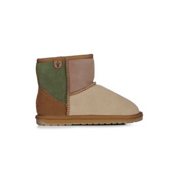 Cizme fara inchidere - de piele intoarsa - cu model colorblock Wallaby