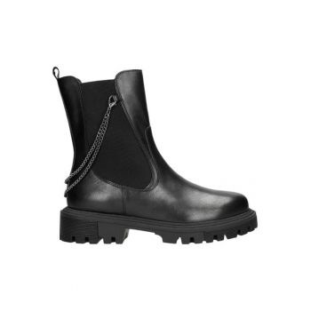 Ghete dama -  Piele naturala - Negru -