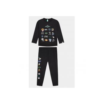 Pijama baieti -  303209490 - Bumbac - 130 CM - Negru