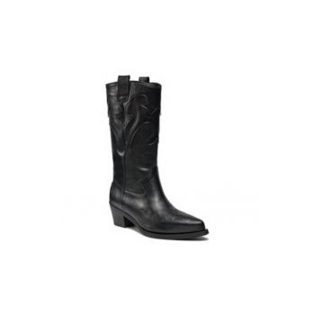 Cizme cowboy inalte  Negru - Piele autentica