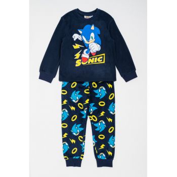 Pijama cu pantaloni lungi cu imprimeu Sonic The Hedgehog