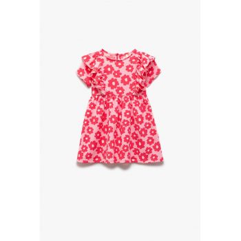 Rochie cu model floral si volane