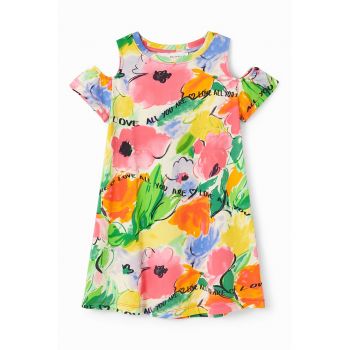 Rochie cu umeri decupati si imprimeu floral