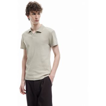 Tricou polo slim-fit cu model tricotat