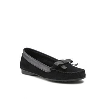 Mocasini dama  300316962 - Piele intoarsa - Negru