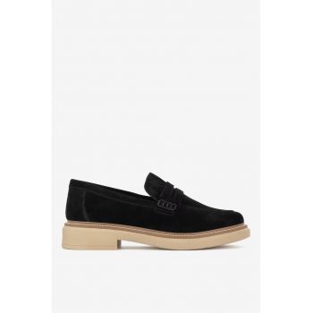 Mocasini dama  5904862315713 - Piele intoarsa - Negru