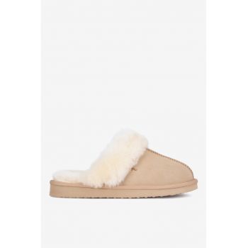 Papuci dama  5905588923855 - Piele intoarsa - Bej
