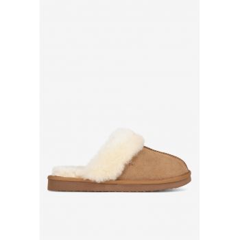 Papuci dama  5905588923862 - Piele intoarsa - Maro