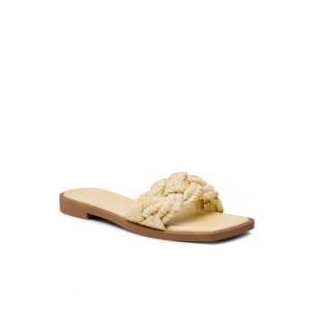 Papuci flip-flop dama -  Textil - Bej