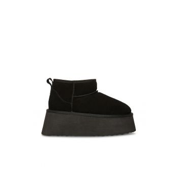Ghete slip-on flatform din piele intoarsa