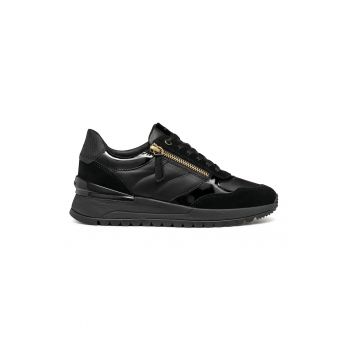 Pantofi sport de piele cu garnituri de piele intoarsa si design cu fermoar