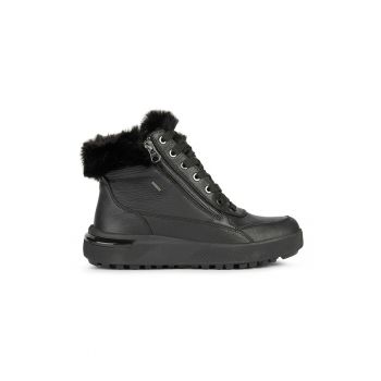 Pantofi sport mid-high de piele cu blana sintetica