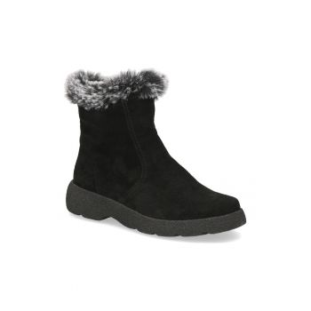 Ghete dama -  piele naturala/textil - casual - negru