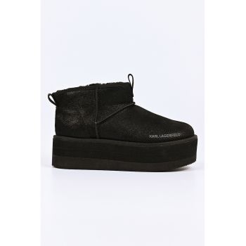 Ghete slip-on din piele intoarsa cu talpa flatform