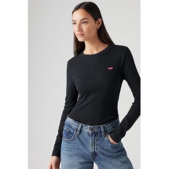 Bluza de bumbac cu decolteu la baza gatului