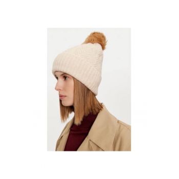 Caciula dama  Kate - alb - material sintetic
