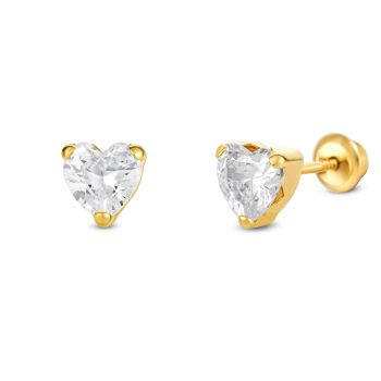 Cercei din aur 14K Classic Crystal Hearts