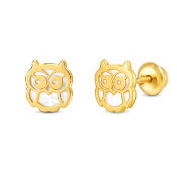Cercei din aur 14K Cute Owl