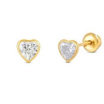 Cercei din aur 14K Small Crystal Hearts