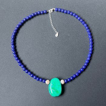 Colier lapis lazuli, perle si howlit Deep #99