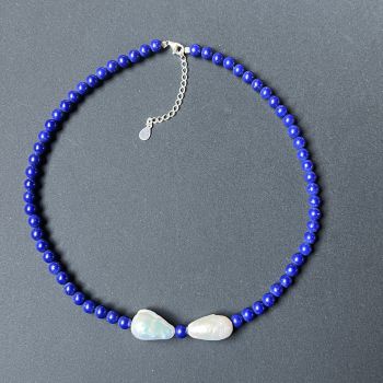 Colier lapis lazuli si perle Royalty#98